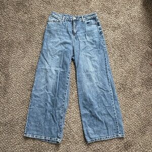 wide leg blue denim jeans